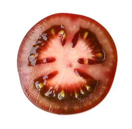 Photo of Slice of fresh tomato isolated on white