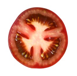 Photo of Slice of fresh tomato isolated on white