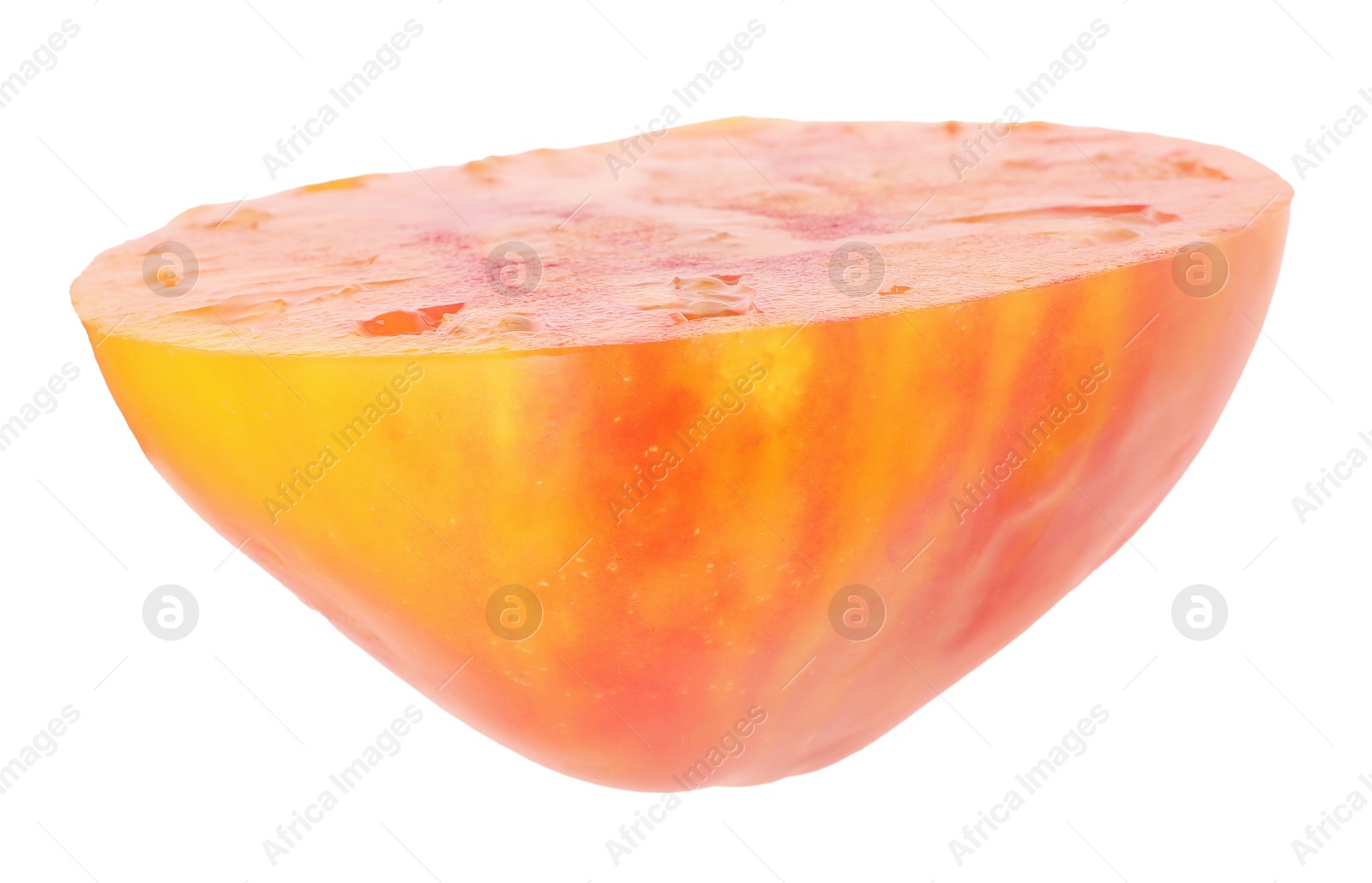Photo of Slice of fresh tomato isolated on white