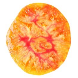 Photo of Slice of fresh tomato isolated on white