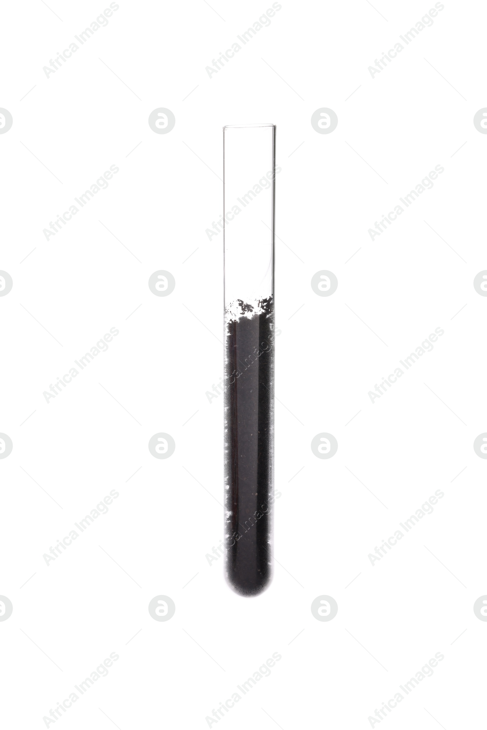 Test tube with soil sample isolated on white Photo of Test tube with soil sample isolated on white