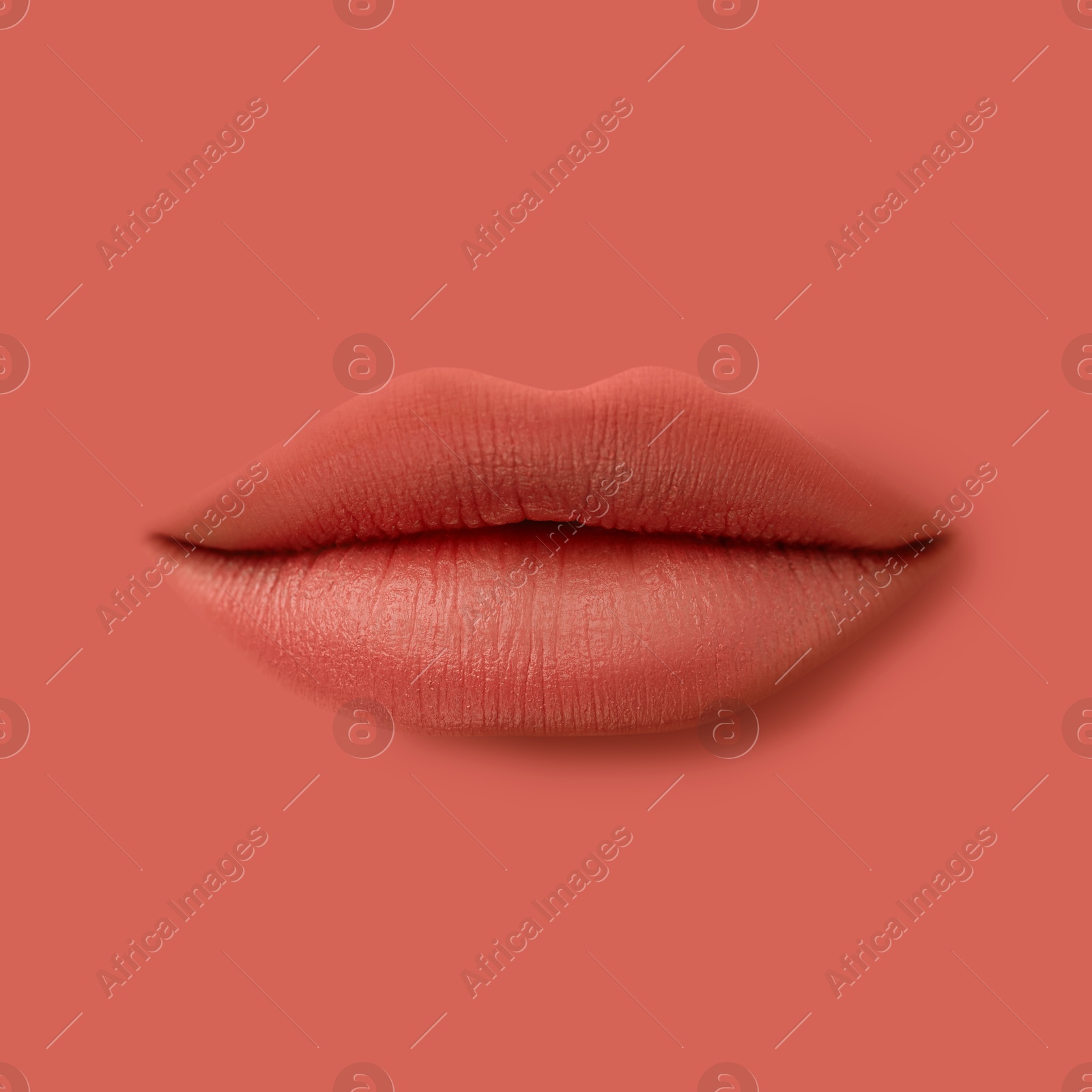 Woman's lips against background matching color of her lipstick Image of Woman's lips against background matching color of her lipstick