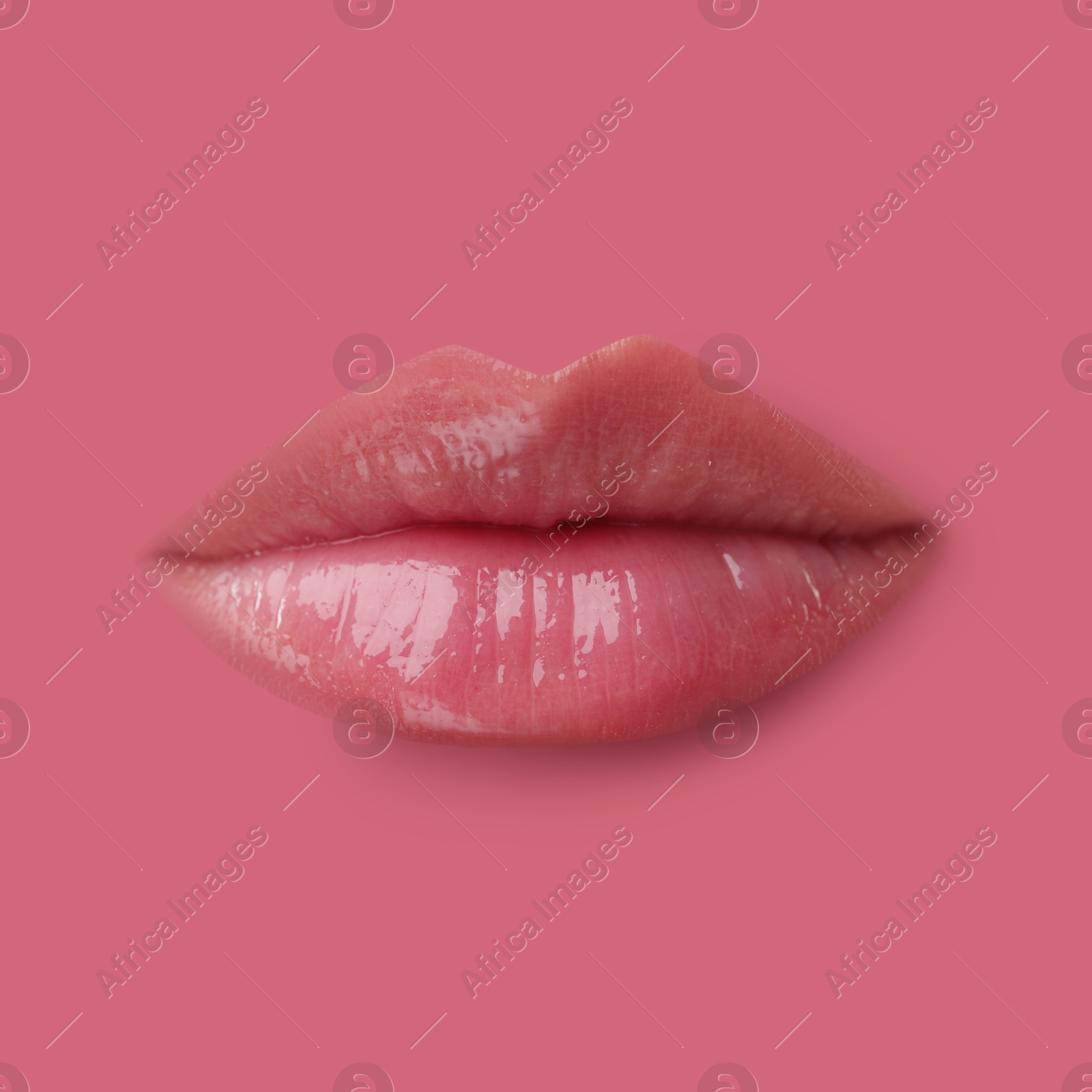 Woman's lips against background matching color of her lipstick Image of Woman's lips against background matching color of her lipstick