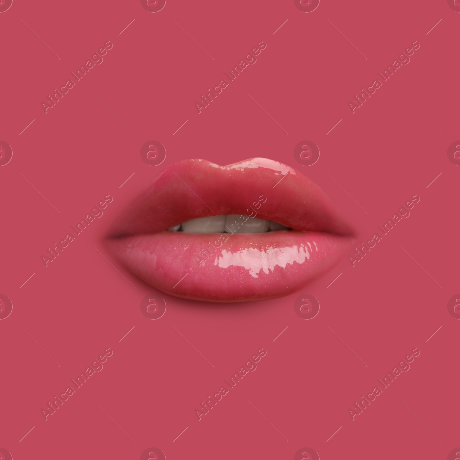 Woman's lips against background matching color of her lipstick Image of Woman's lips against background matching color of her lipstick