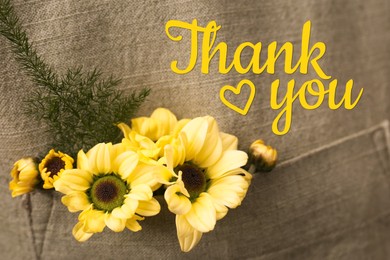 Image of Thank You card design with flowers in pocket