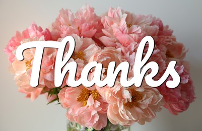 Image of Thank You card design with peony flowers in vase