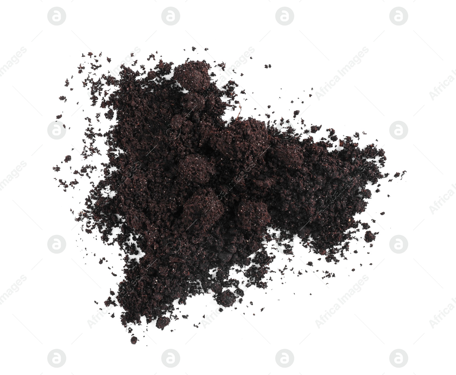 Pile of fresh soil isolated on white, top view Photo of Pile of fresh soil isolated on white, top view