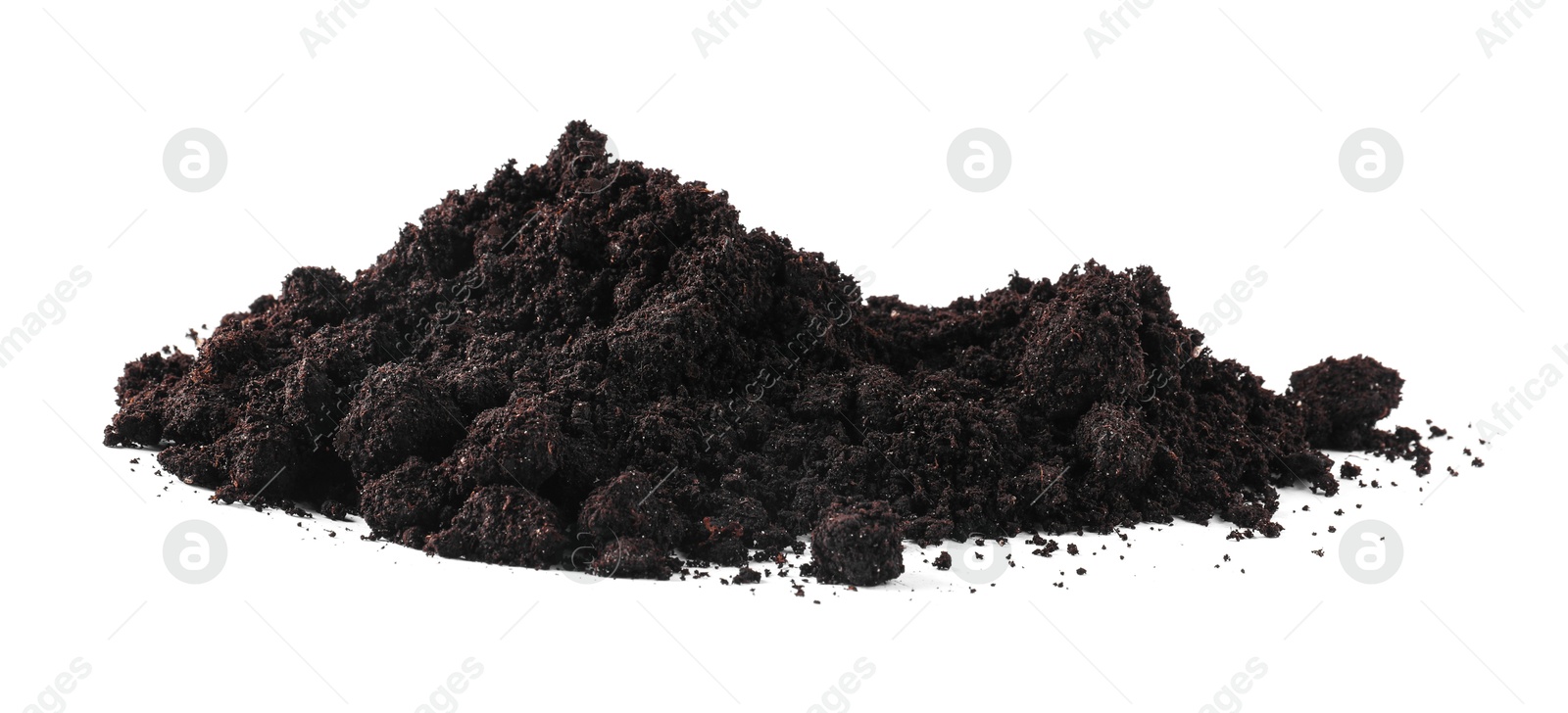 Pile of fresh soil isolated on white Photo of Pile of fresh soil isolated on white