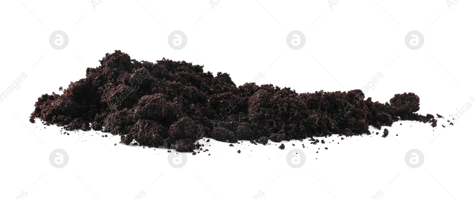 Pile of fresh soil isolated on white Photo of Pile of fresh soil isolated on white