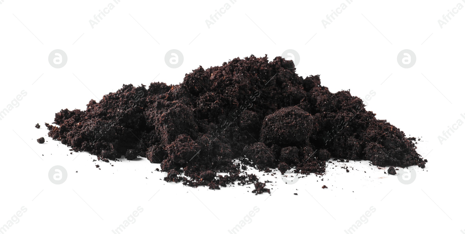 Pile of fresh soil isolated on white Photo of Pile of fresh soil isolated on white