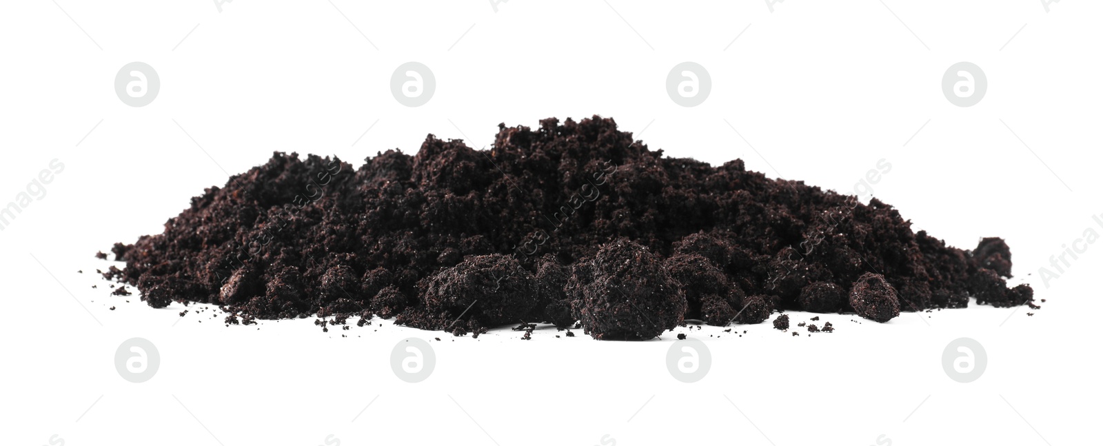 Pile of fresh soil isolated on white Photo of Pile of fresh soil isolated on white