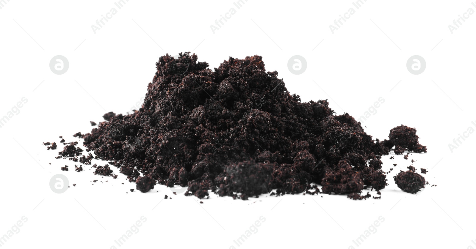 Pile of fresh soil isolated on white Photo of Pile of fresh soil isolated on white