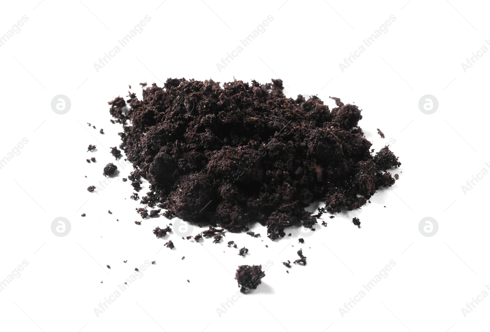 Pile of fresh soil isolated on white Photo of Pile of fresh soil isolated on white