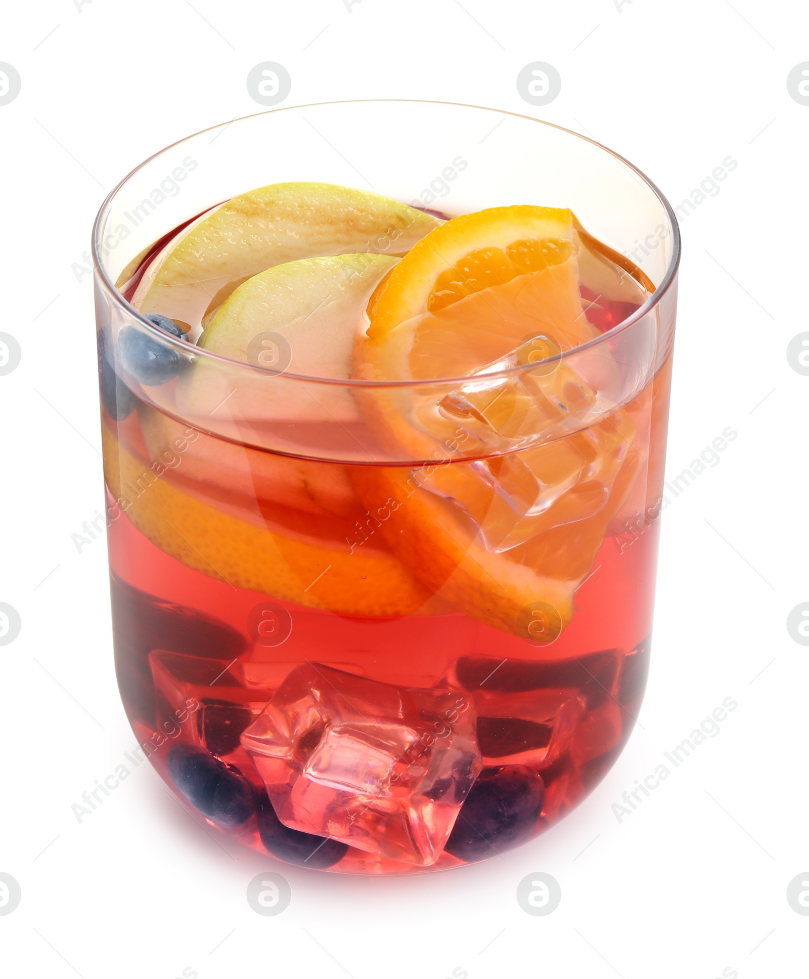 Photo of Fruity punch in glass isolated on white