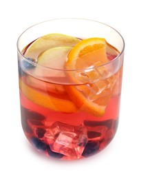 Photo of Fruity punch in glass isolated on white