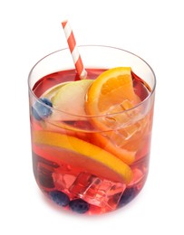 Photo of Fruity punch in glass isolated on white