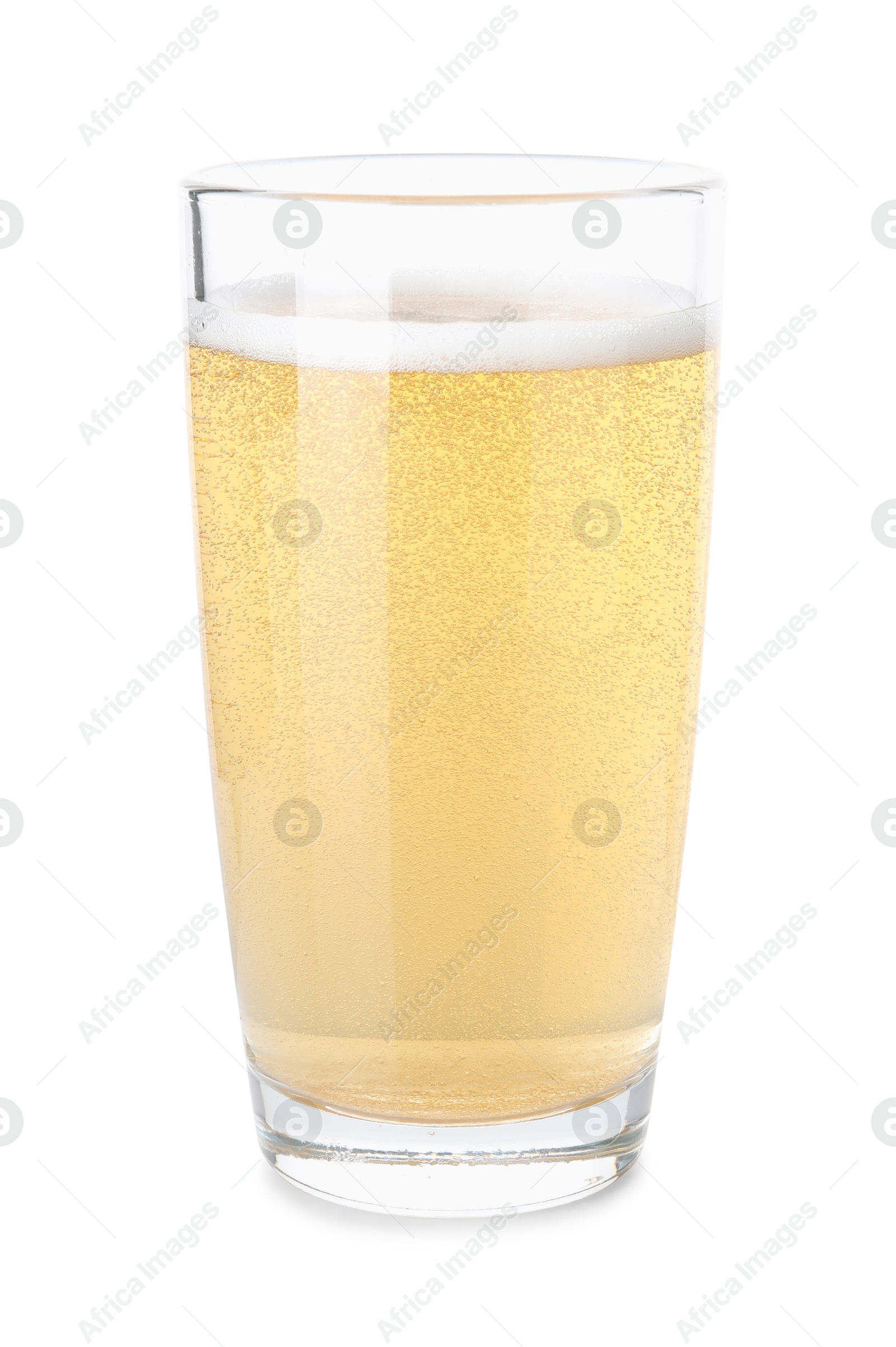 Tasty cider in glass isolated on white Photo of Tasty cider in glass isolated on white