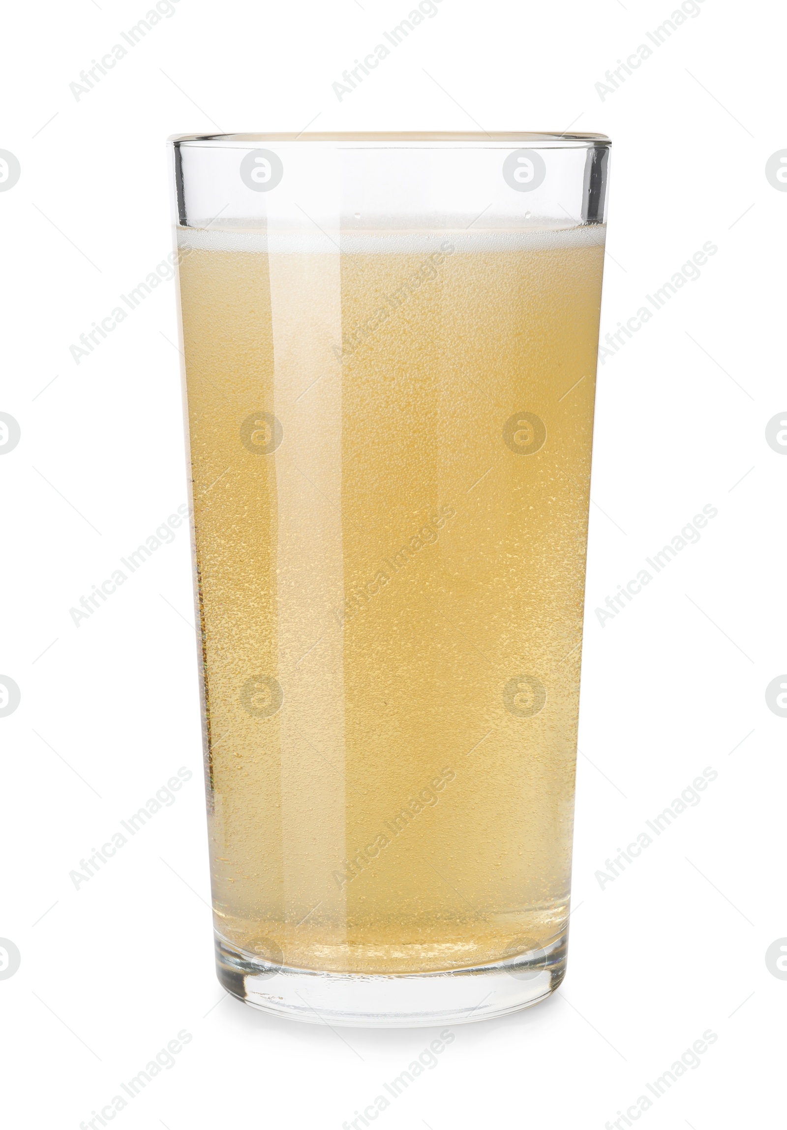 Tasty cider in glass isolated on white Photo of Tasty cider in glass isolated on white