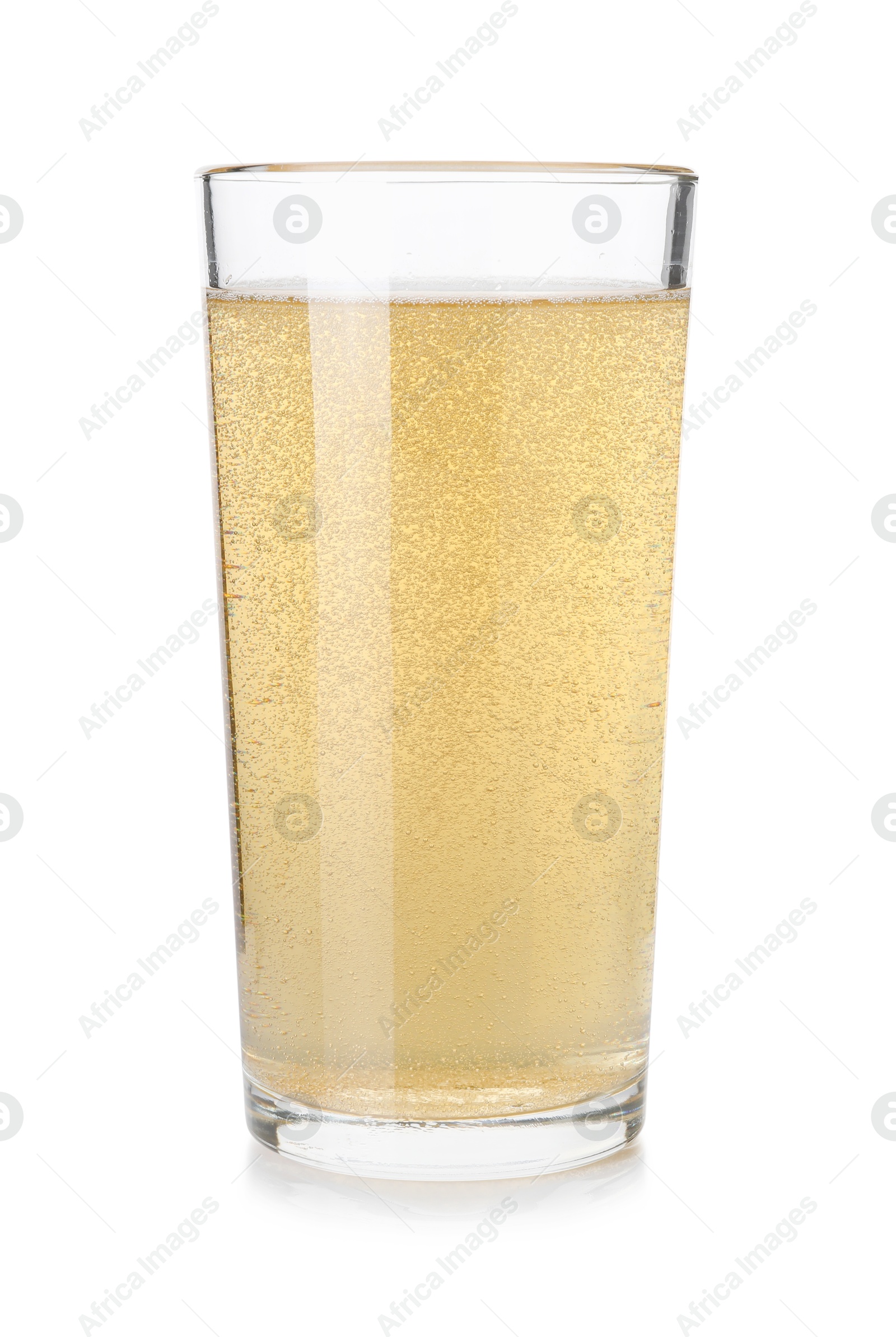Tasty cider in glass isolated on white Photo of Tasty cider in glass isolated on white
