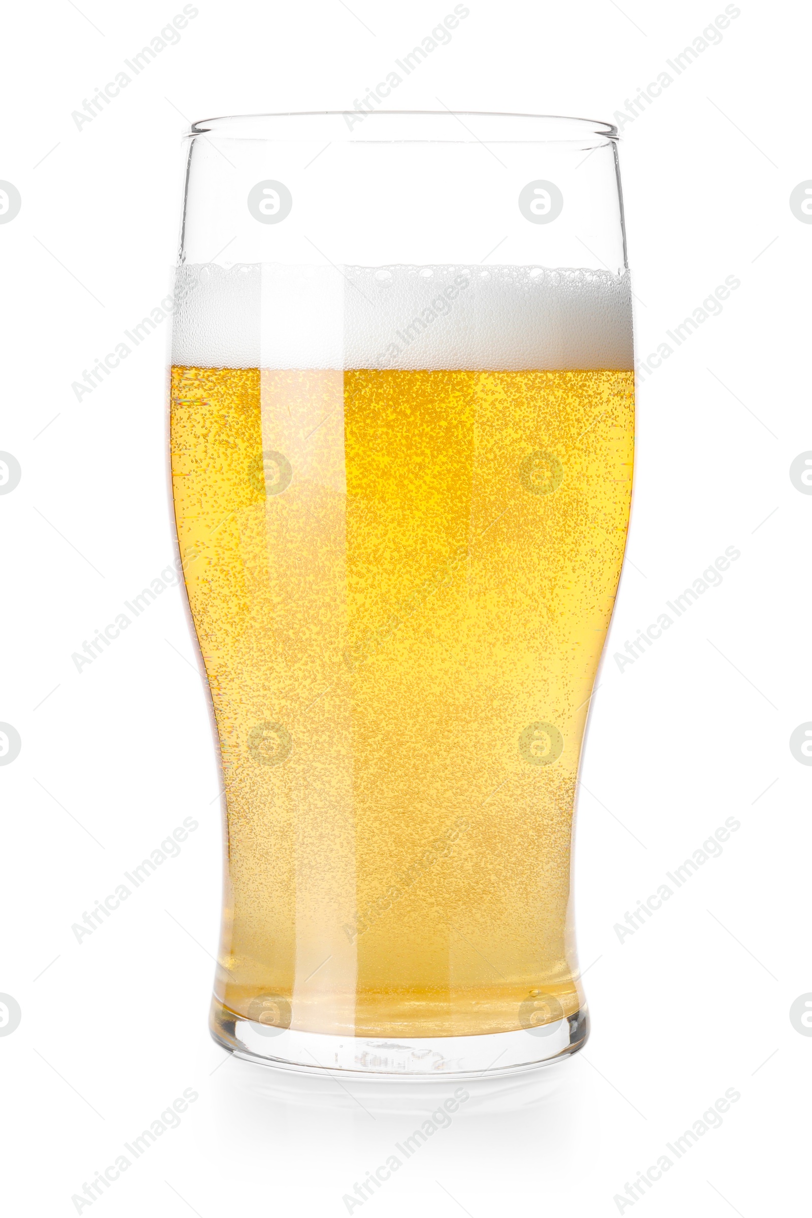Tasty cider in glass isolated on white Photo of Tasty cider in glass isolated on white