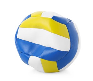Photo of One deflated volleyball ball isolated on white