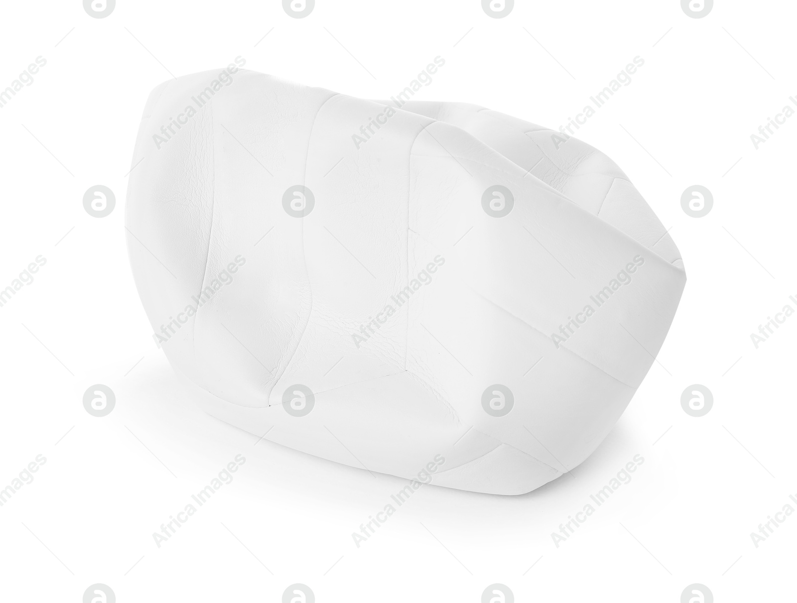 Photo of One deflated volleyball ball isolated on white