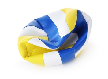 Photo of One deflated volleyball ball isolated on white