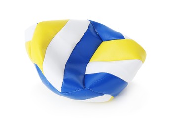 Photo of One deflated volleyball ball isolated on white