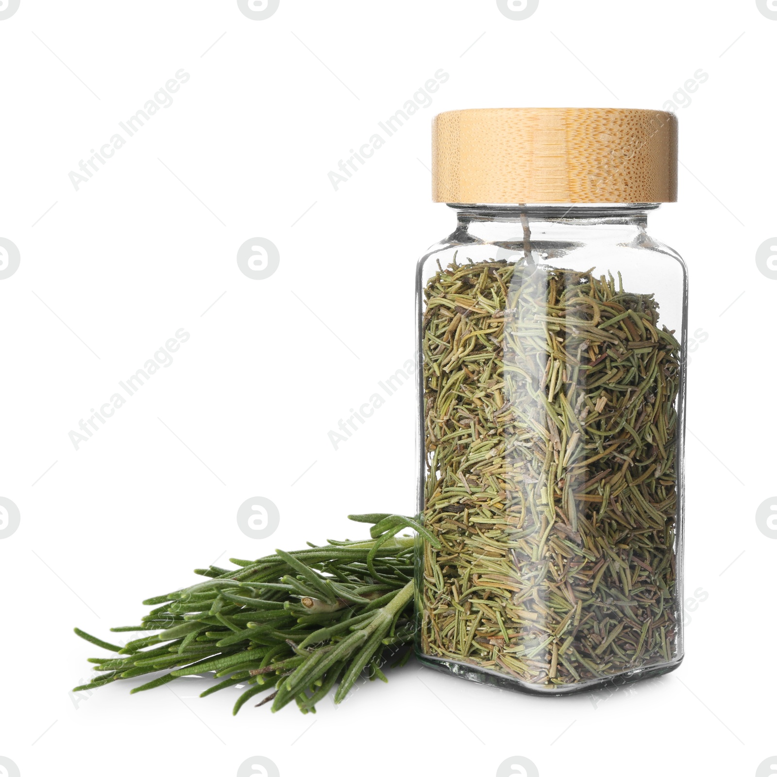 Photo of Fresh and dried rosemary isolated on white