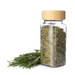 Photo of Fresh and dried rosemary isolated on white
