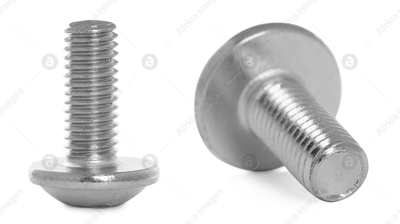 Image of Two metal carriage bolts isolated on white
