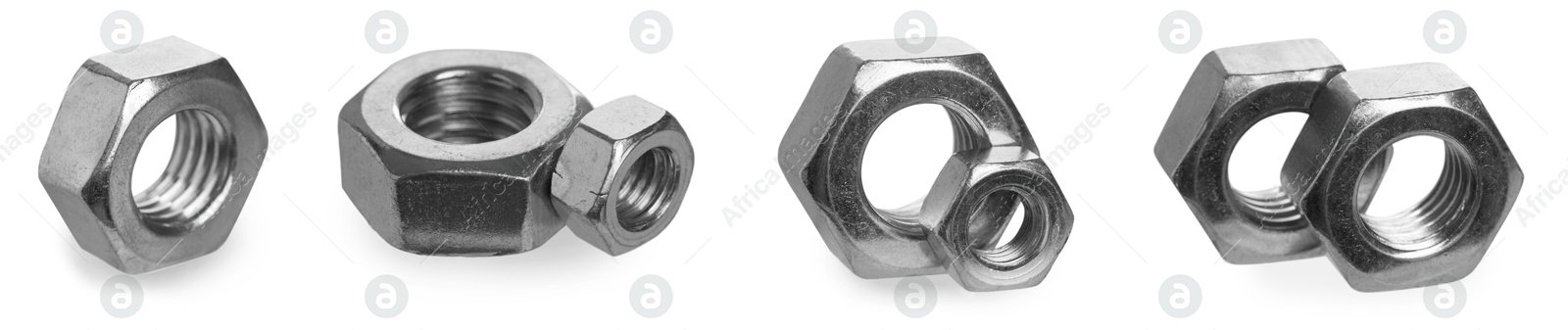 Metal hex nuts isolated on white, set Image of Metal hex nuts isolated on white, set