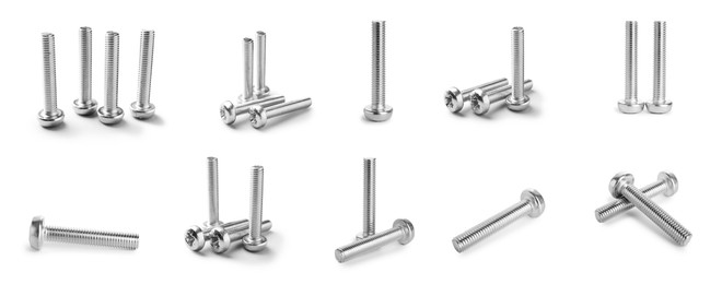 Image of Set of metal bolts isolated on white