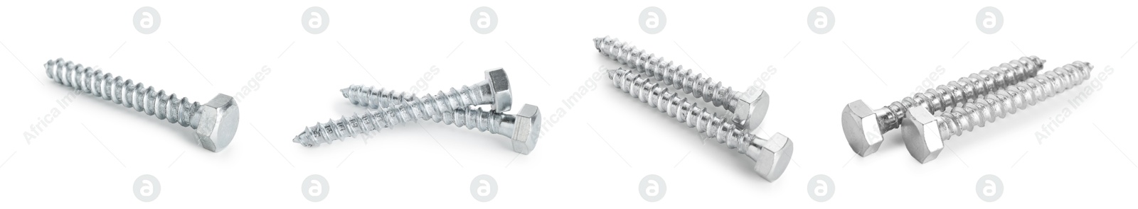 Image of Set of metal screws isolated on white