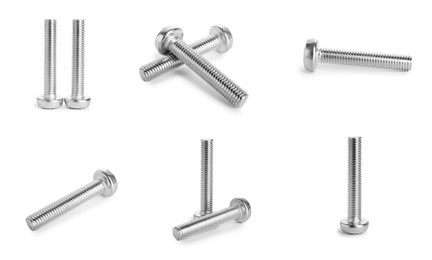 Image of Set of metal bolts isolated on white