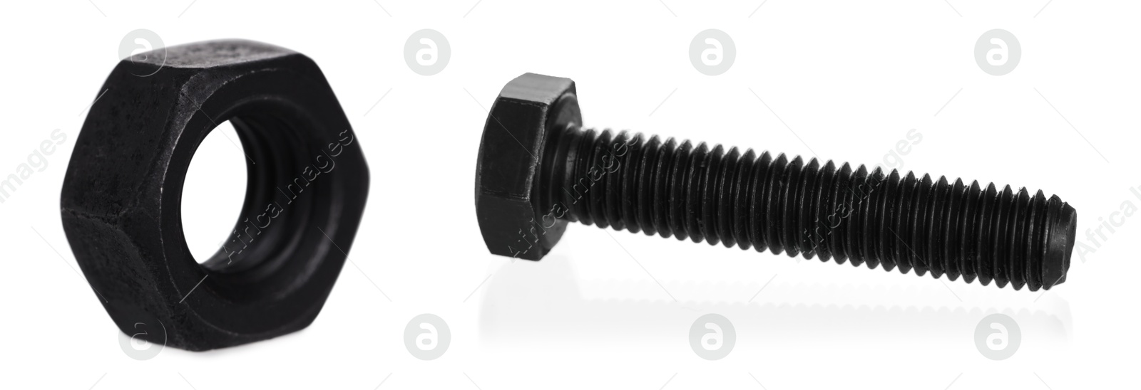 Image of Metal nut and bolt isolated on white