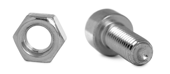 Image of Metal nut and bolt isolated on white