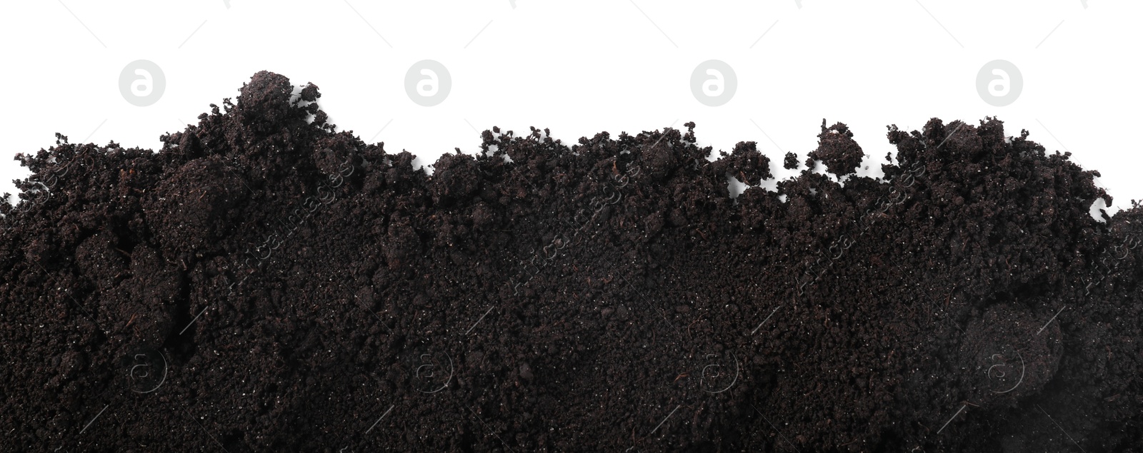 Fresh soil isolated on white, top view Photo of Fresh soil isolated on white, top view