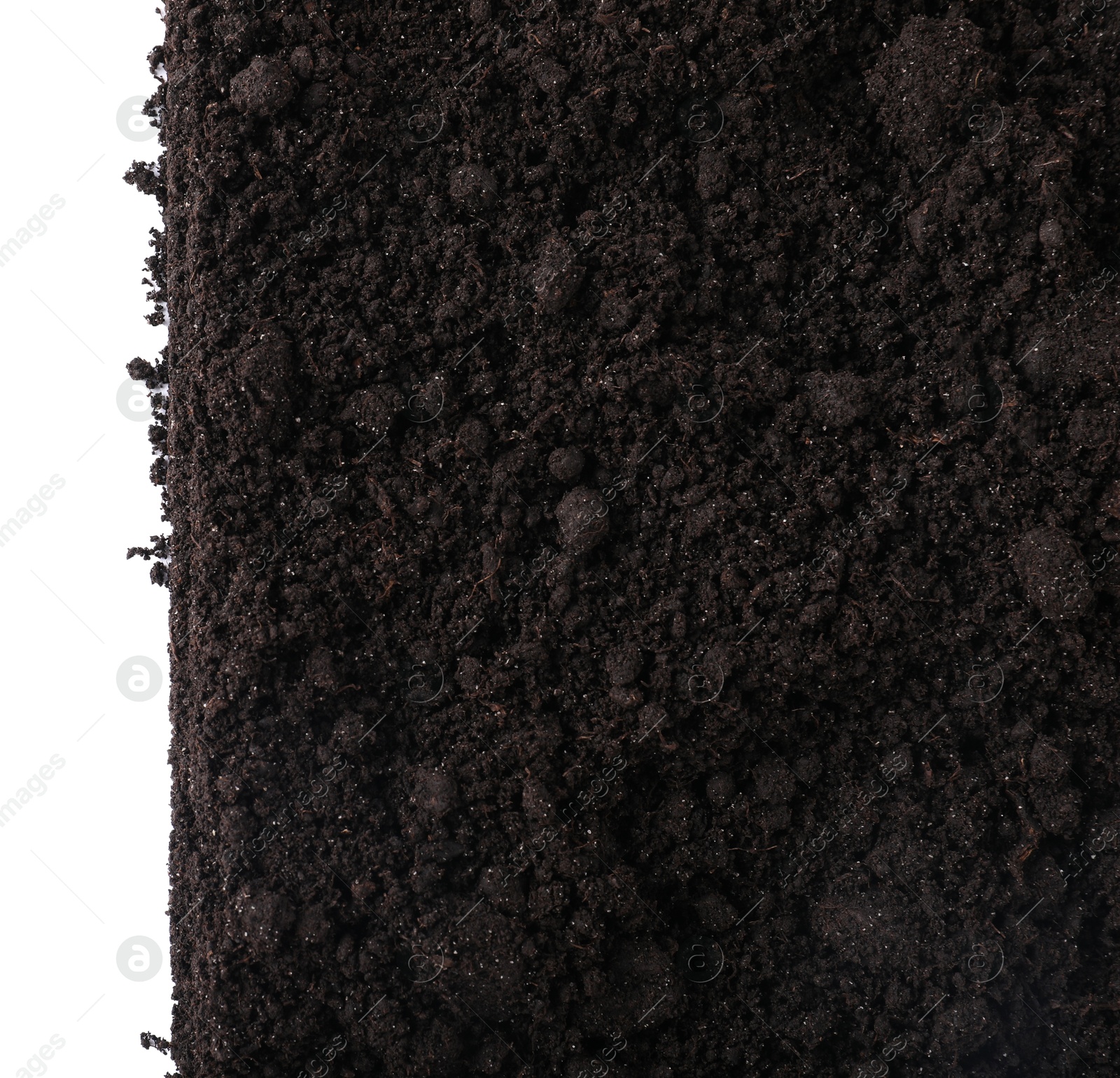 Fresh soil isolated on white, top view Photo of Fresh soil isolated on white, top view