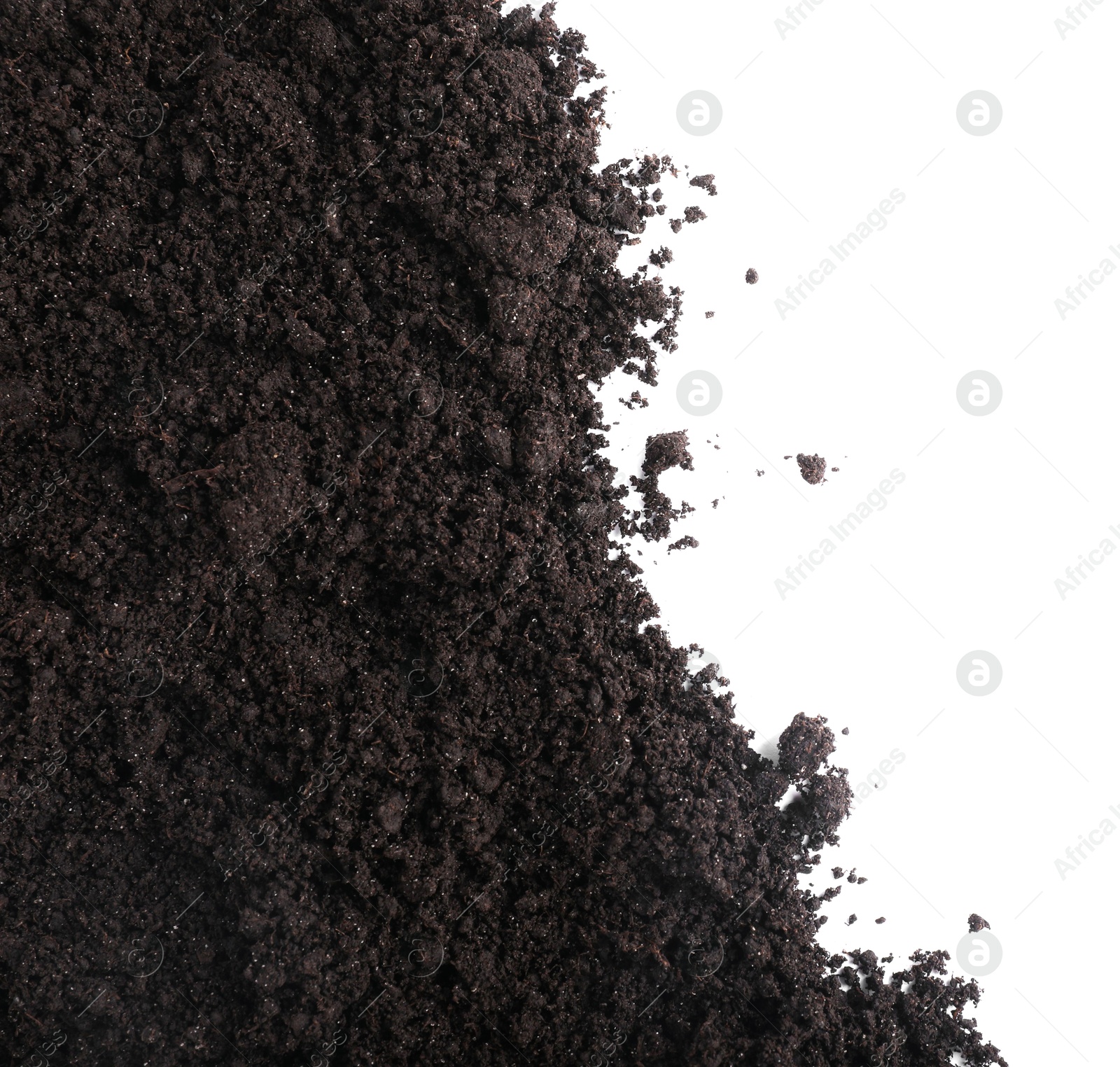 Fresh soil isolated on white, top view Photo of Fresh soil isolated on white, top view