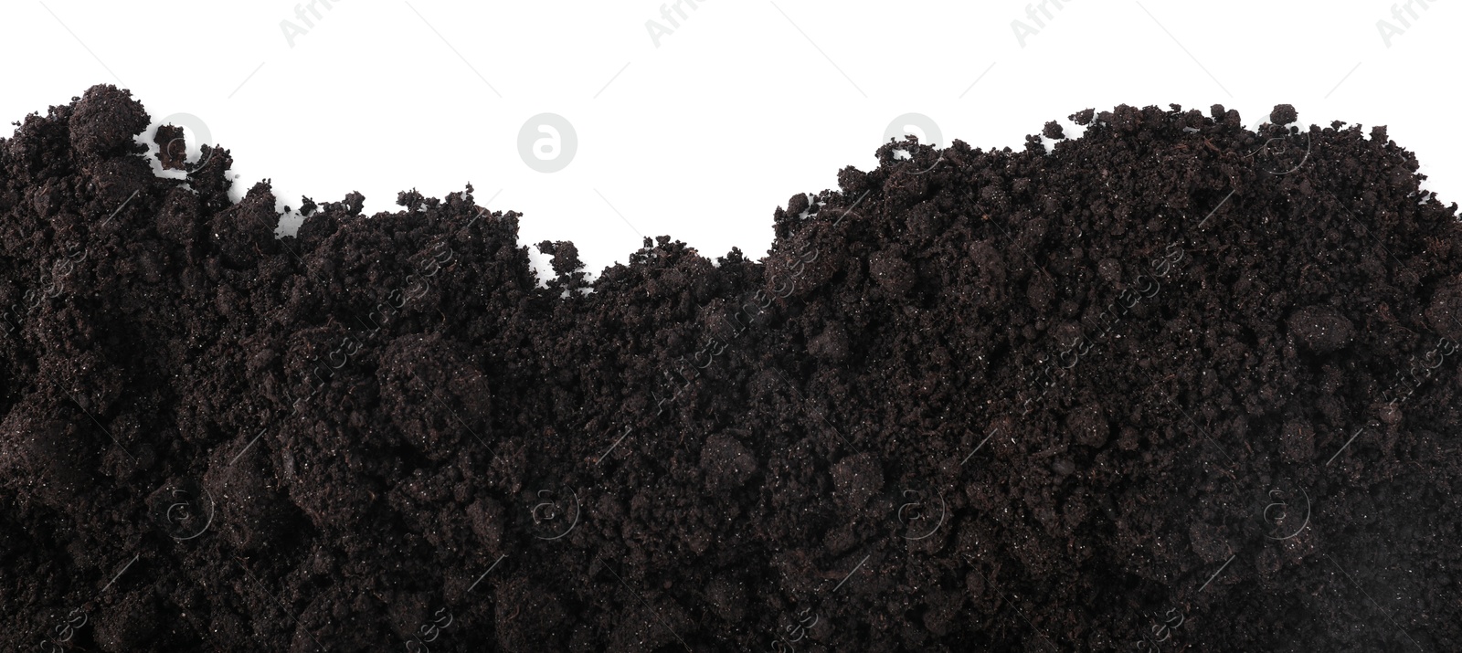 Fresh soil isolated on white, top view Photo of Fresh soil isolated on white, top view