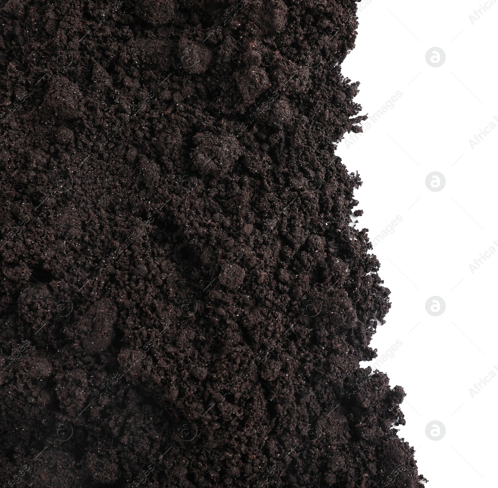 Fresh soil isolated on white, top view Photo of Fresh soil isolated on white, top view