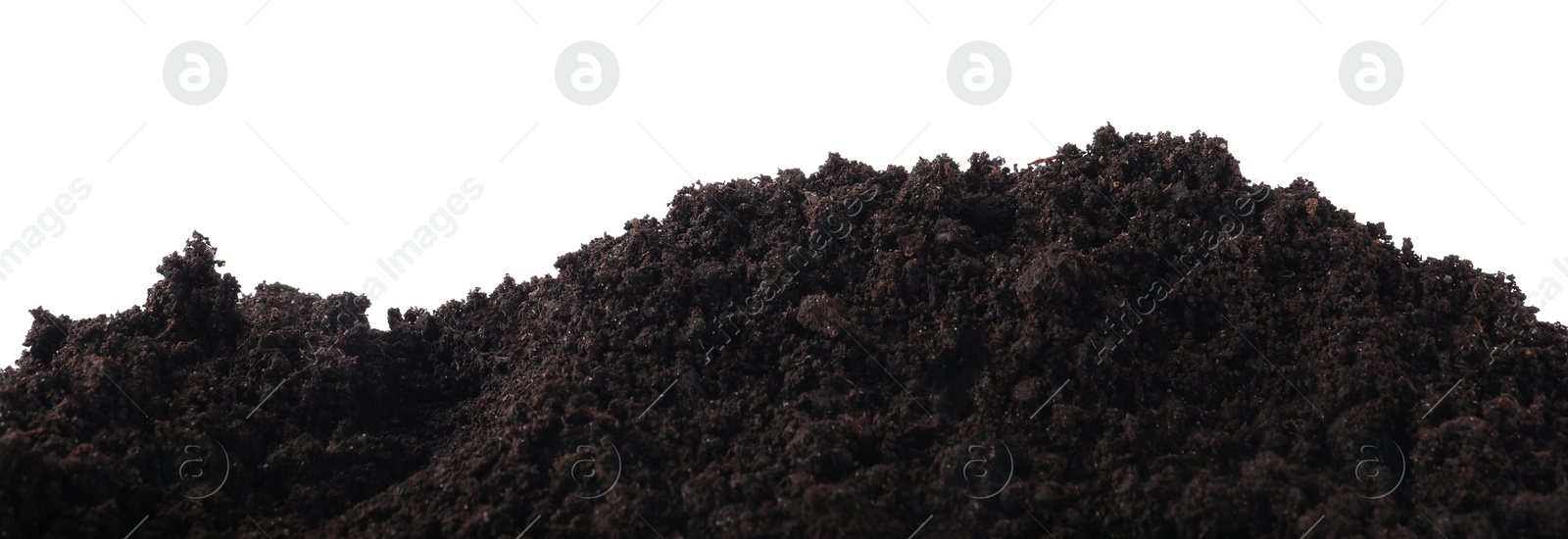 Pile of fresh soil isolated on white Photo of Pile of fresh soil isolated on white