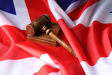 Photo of Judge's gavel on flag of United Kingdom