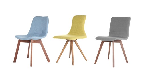 Image of Different chairs isolated on white, set. Stylish furniture