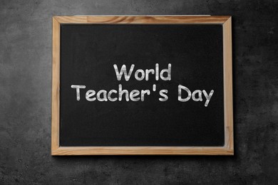 Image of Happy Teacher's Day greeting card. Text on small chalkboard