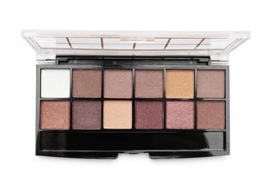 Photo of One beautiful eyeshadow palette isolated on white, top view