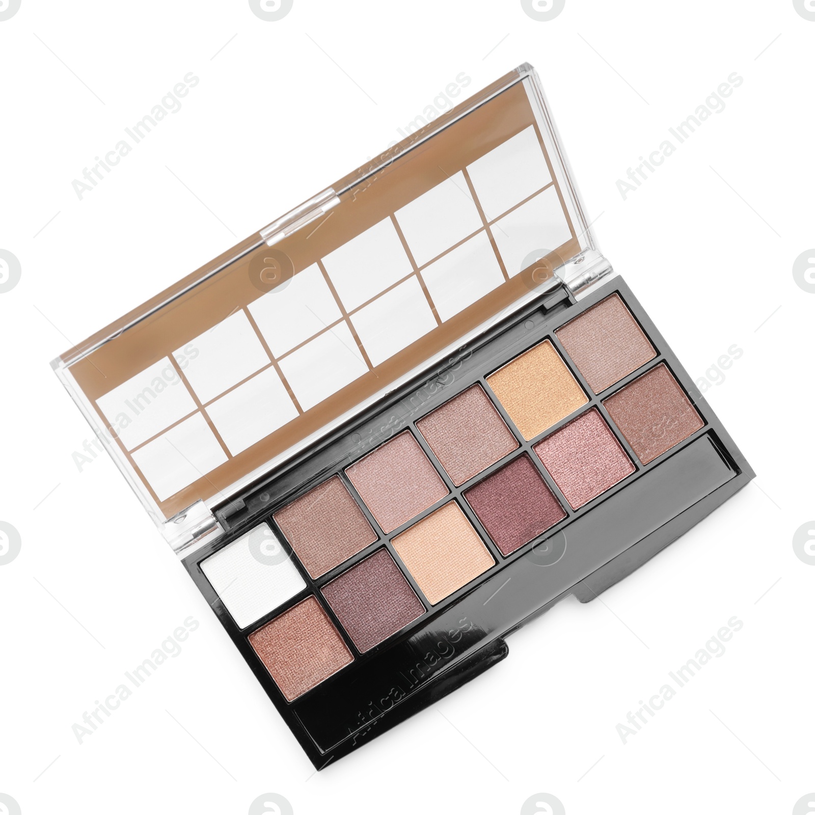Photo of One beautiful eyeshadow palette isolated on white, top view