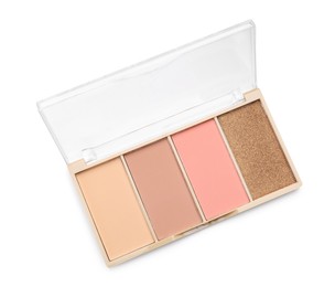 Photo of Beautiful contouring palette isolated on white, top view