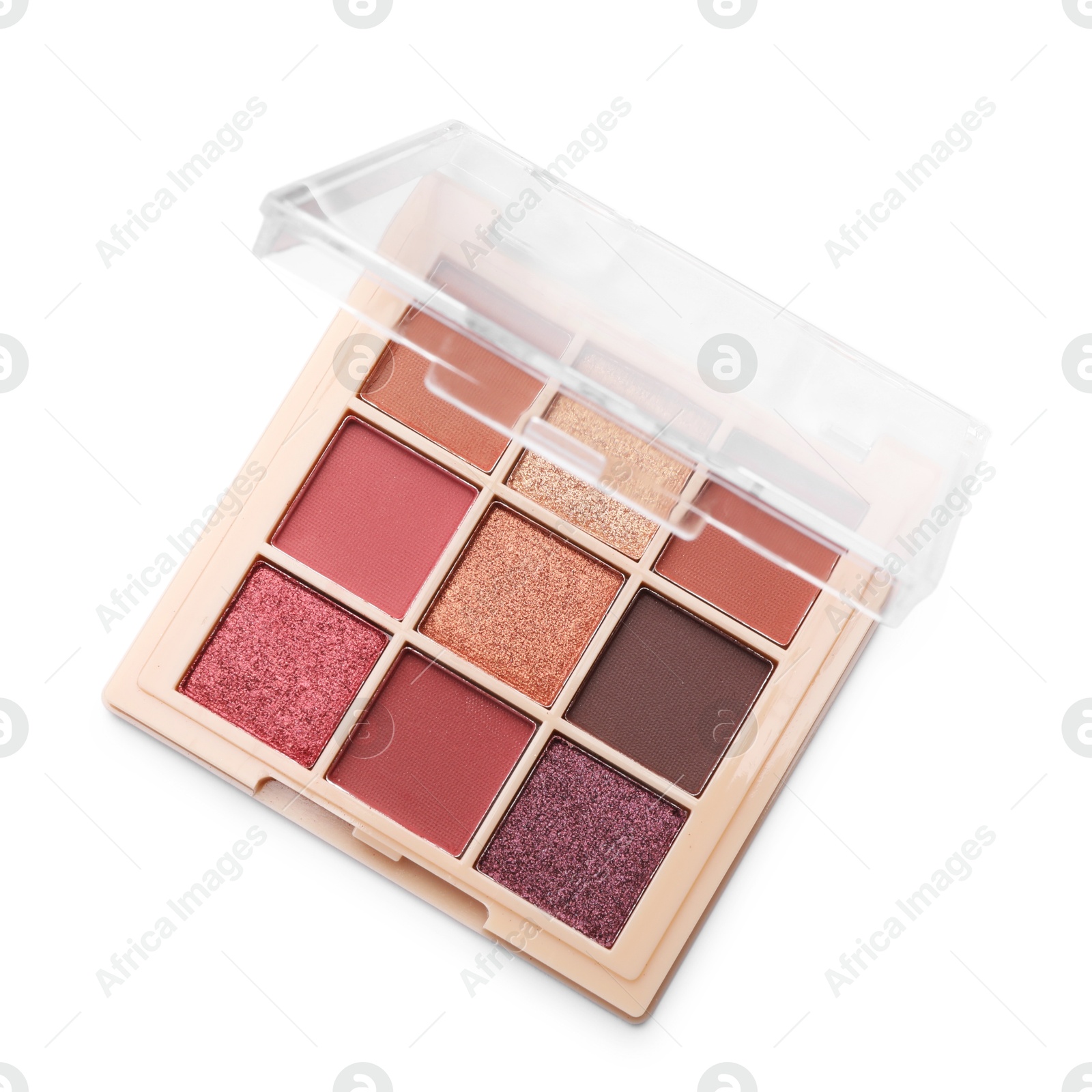 One beautiful eyeshadow palette isolated on white, top view Photo of One beautiful eyeshadow palette isolated on white, top view